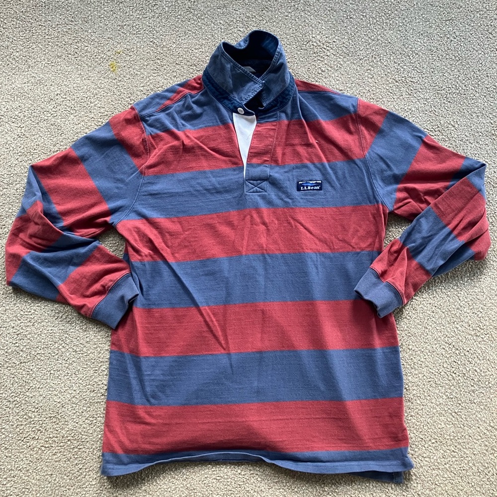 LL Bean striped rugby shirt.  Blue and red.  Size medium.